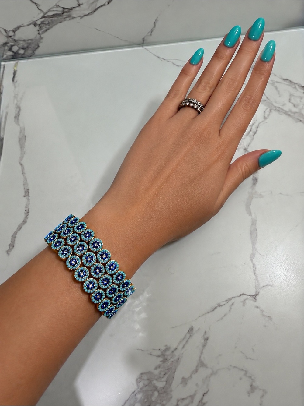Coastal Luxe Bohemian Hand Beaded Turquoise Bracelet | Beaded Jewelry | Boho